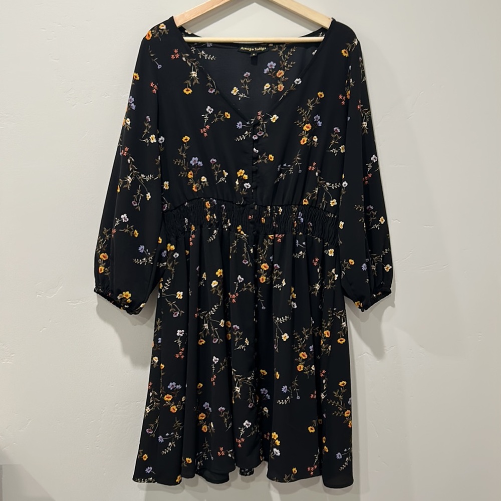 Always Indigo black floral dress